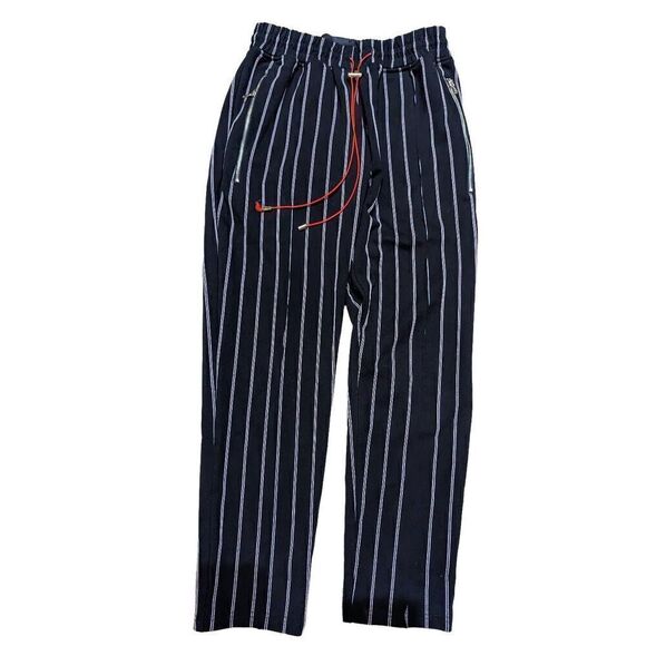 Homme + Femme Los Angeles Pants - Homme + Femme Los Angeles Women's Pinstripe Polyester Knit Pants Black Size Smal